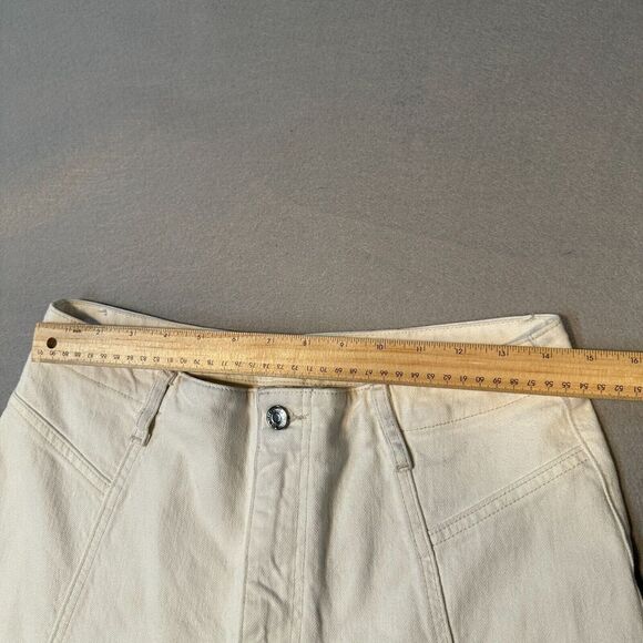 Free People Wide Leg Jeans Womens 30 Cream Ivory High Rise Denim Seam Accent - Picture 2 of 15